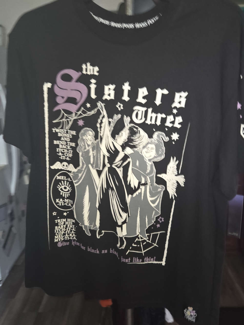 Disney Black 'The Sisters Hoc Three' Graphic Tee with Cream & Light Purple Print